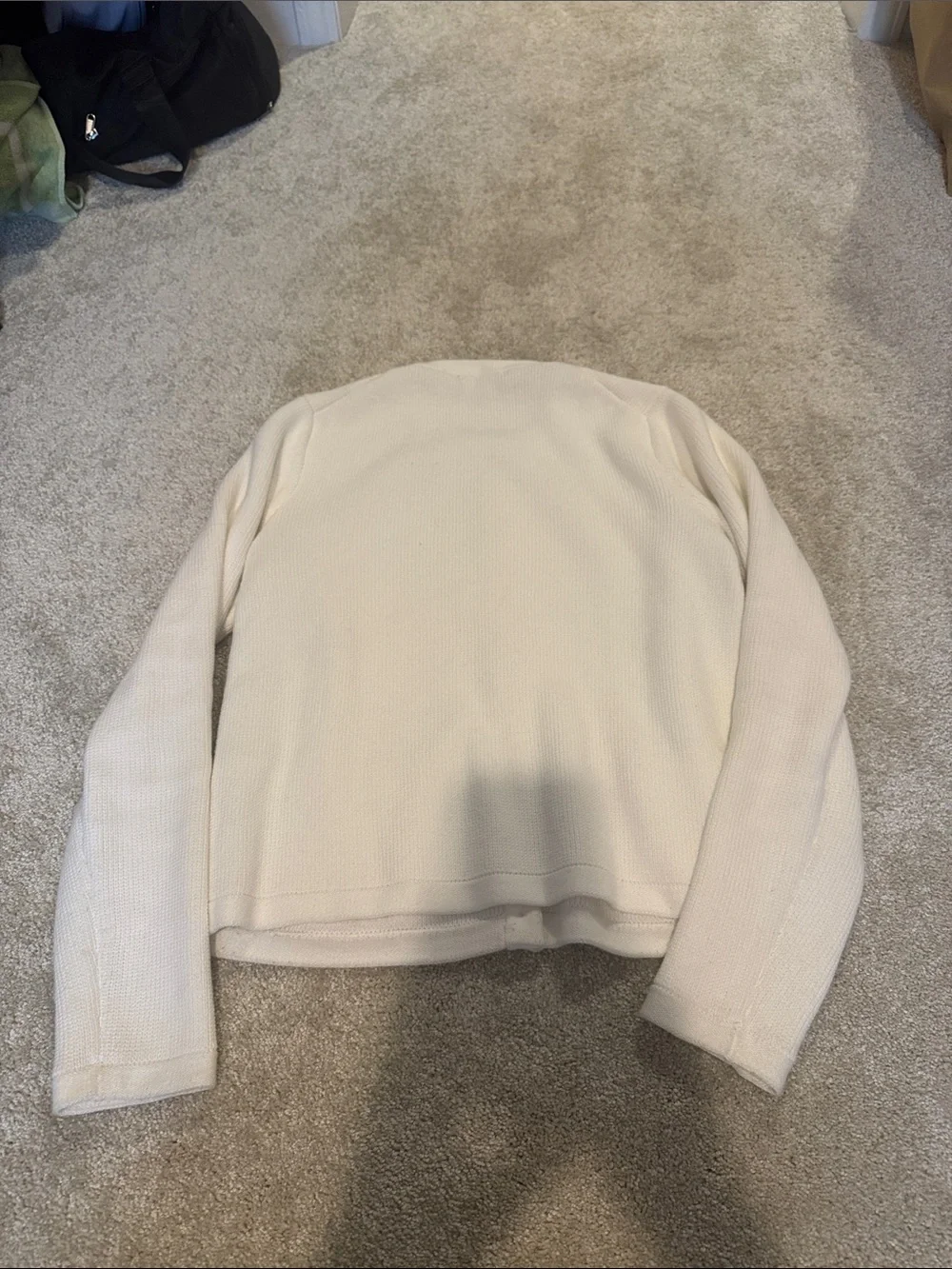 Quince Women's Cream Round-Neck Knit Cardigan with Gold Buttons - Picture 7 of 7